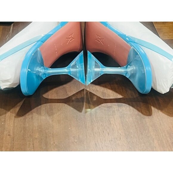AMINA MUADDI Begum Glass Sling Pump in Sky 38 With Box Womens High Heels - Picture 9 of 17
